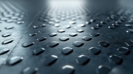 Poster - Textured metal surface with raised patterns and water droplets showcasing industrial design and contemporary craftsmanship.