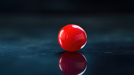 Aufkleber - Vibrant red cherry tomato resting on a glossy dark surface showcasing rich reflections and highlighting its round juicy shape