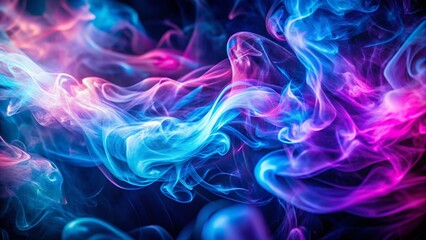 Poster - Electric Smoke: Swirling Neon Blue & Purple Vapor with Bokeh Effect - Abstract Background