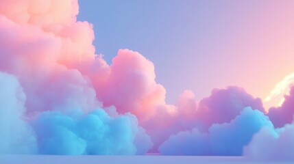 Poster - Serene Cloudscape Background in Pastel Hues for Relaxing and Calm Visual Atmosphere
