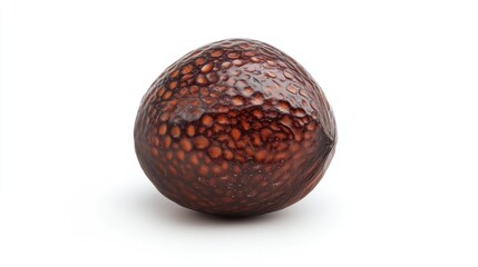 Poster - Single walnut in a detailed close-up on a clean white background showcasing its unique texture and natural color.
