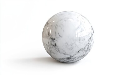 Aufkleber - Elegant marble sphere on a clean white background showcasing natural stone texture and design ideal for design or architecture themes.