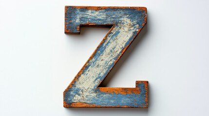 Aufkleber - Rustic wooden letter Z symbol with distressed paint finish isolated on a clean background for decorative or artistic design usage