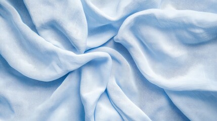 Aufkleber - Soft sky blue cotton fabric texture featuring fine woven details, close-up view of natural fabric draping elegantly, ideal for backgrounds and textiles.