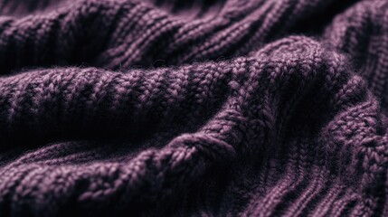 Aufkleber - Cozy close-up of a textured dark knitted wool sweater in warm claret tones highlighting the intricate patterns and softness of the fabric.
