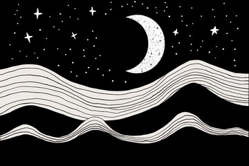 Wall Mural - crescent moon night astronomy cartoon