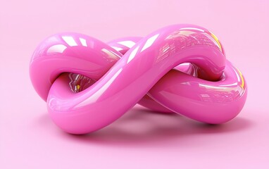 Aufkleber - Pink glossy infinity knot on pink background.