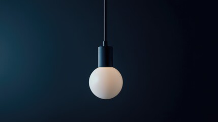 Sticker - Minimalist single light bulb hanging against a dark background creating a moody and atmospheric ambiance for design and decor concepts.