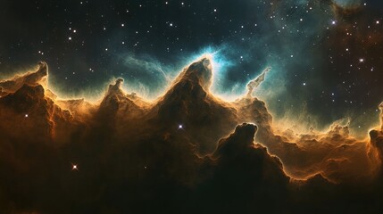 Poster - majestic nebula and stardust in deep space showcasing vibrant colors and intricate cosmic formations