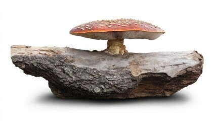 Aufkleber - Mushroom Emerging from Weathered Tree Trunk Showcasing Natural Fungi Growth and Organic Textures in Forest Environment