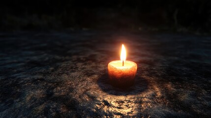 Poster - Candle flame illuminating dark surroundings creating a serene and tranquil atmosphere for relaxation and meditation.