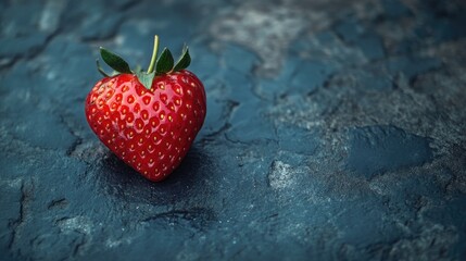 Aufkleber - Heart-shaped strawberry on a textured dark background highlighting its vibrant color and unique shape for a fresh and appealing visual.