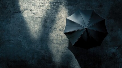 Poster - umbrella casting shadow on textured surface highlighting play of light and darkness in creative mini