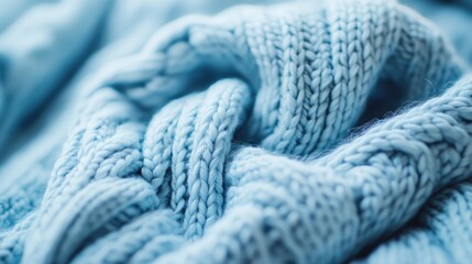 Poster - Cozy Sky Blue Wool Knit Texture Close Up Detailed Macro Capture of Soft Fabrics