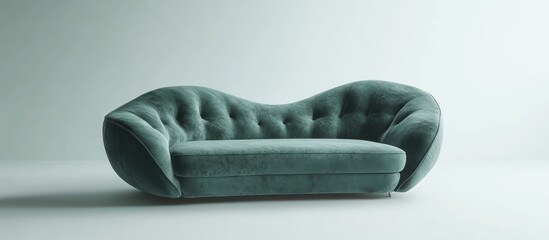 Aufkleber - Modern tufted sofa in elegant teal color on white background ideal for interior design presentations and showcases.
