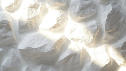 Poster - textured white stone surface with soft illumination highlighting natural formations in a bright and 