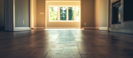 Poster - tranquil and blurred perspective of an empty room evoking openness and serenity with natural light s