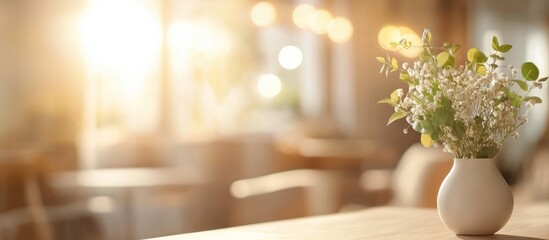 Poster - elegant softly blurred interior background with natural light highlighting decor ideas and floral ar