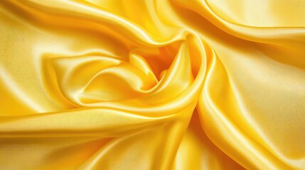 Poster - Elegant soft yellow satin fabric background with gentle waves and smooth textures creating a serene atmosphere ideal for luxury presentations and designs