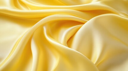 Poster - luxurious soft yellow satin fabric background with gentle waves and smooth textures creating an eleg