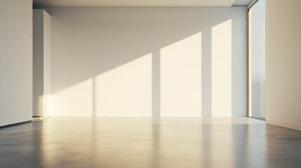 Poster - minimalist interior design featuring soft white walls and natural light flooding through large windo