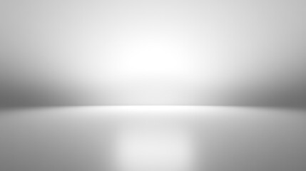 Poster - Soft White and Blurred Gray Gradient Background with Smooth Reflective Surface and Subtle Light Effects in Minimalist Interior Setting