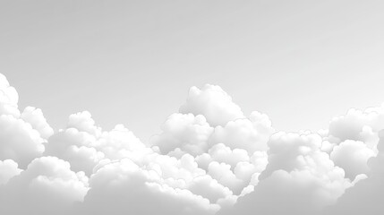 Poster - panoramic sky background with soft white clouds in a light gray atmosphere for serene nature concept