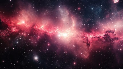 Poster - cosmic nebula beauty with soft red backlighting and stellar background elements