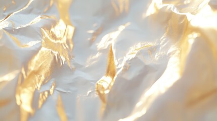 Poster - Delicate Soft Focus Background of White Faux Gold Leaf and Crumpled Foil Textures for Elegant Design Projects