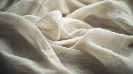 Poster - Textured light fabric with subtle imperfections and graceful folds creating an elegant background for design and fashion related themes