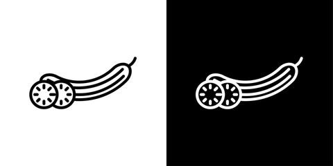 Wall Mural - Cucumber icon set in black and white stroke