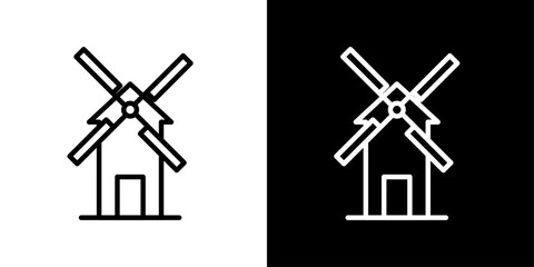 Wall Mural - Mill sign icon set in black and white stroke