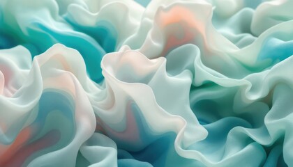 Poster - soft pastel waves of flowing fabric with abstract patterns in blues and pinks