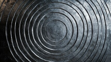 Poster - Concentric metallic circles with textured surface in abstract design