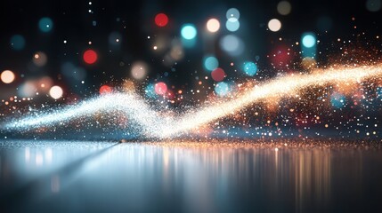 Wall Mural - brightly shimmering lights illuminate a dark backdrop, creating a captivating contrast with a soft, 