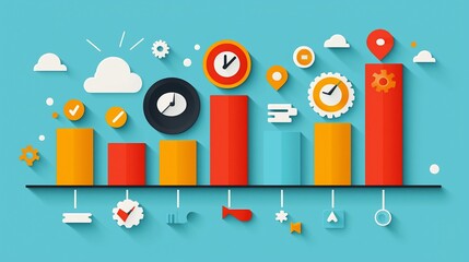 Poster - Colorful bar graph illustrating time management and project progress.