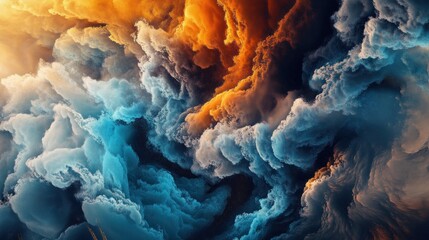 Sticker - Abstract Swirling Clouds of Blue and Orange