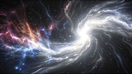 Aufkleber - Visualize a cosmic tapestry, where threads of theoretical physics weave together to form the fabric of the multiverse. Depict the inflationary model as a glowing, swirling vortex.