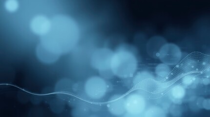 Wall Mural - Abstract blue background, soft glowing orbs, ethereal wisps, dreamy atmosphere, underwater feel, light bokeh effect, flowing curves, mysterious ambiance, tranquil mood, aquatic tones, blurred textures