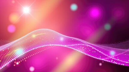 Wall Mural - Abstract background, vibrant pink and purple gradients, flowing light waves, glowing particles, dynamic energy, futuristic, ethereal atmosphere, blurred bokeh, shimmering effect, digital art, neon