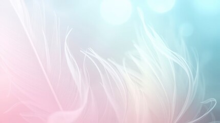 Wall Mural - Ethereal wispy tendrils, soft pastel gradient background, delicate white smoke-like wisps, dreamy atmosphere, gentle pink and blue hues, abstract fluid forms, gossamer textures, hazy celestial