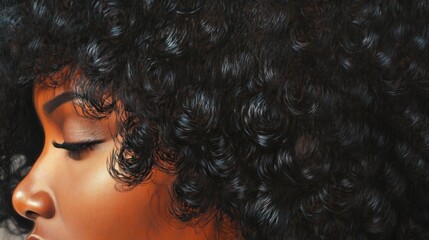 Wall Mural - Close-up of a Woman's Face with Afro Hair