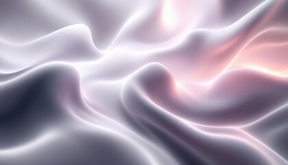 Poster - soft pink and white abstract fabric waves with gentle light reflections