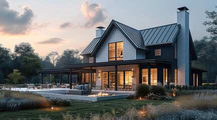 Aufkleber - Dark modern farmhouse, exterior.