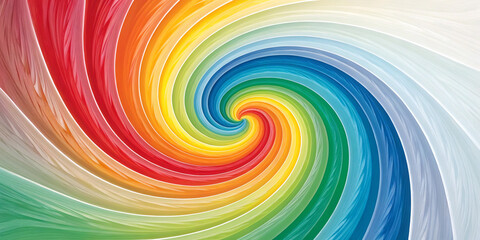 An Eye-Catching Abstract Swirl Featuring a Rainbow Gradient on a Bright Background