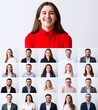 © Tondone - Diverse group of business professionals smiling in individual headshots against plain backgrounds. Perfect for corporate and teamwork concepts.