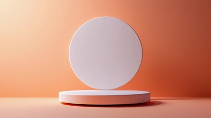 Poster - A simple and elegant scene with a white circular podium on a plain background featuring subtle light gradients