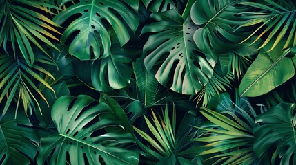 Wall Mural - A lush green tropical leaf background.