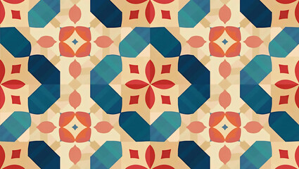 Wall Mural - Seamless Geometric Tile Fabric Pattern