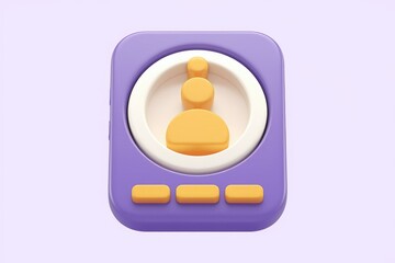 Poster - 3D render of a purple app icon featuring a stylized yellow user profile symbol.